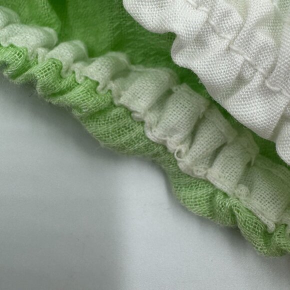 Vtg Infant Green & White Ruffled Floral Baby Romper 9 Months Polyester/Rayon - Picture 9 of 16